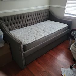 Daybed  with Trundle  Twin Bed  Grey 