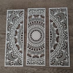3pcs Mandala Wall Art Carved Wood