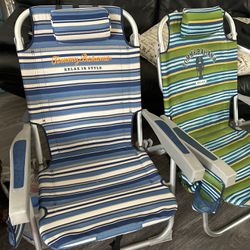 Set Of 2 Tommy Bahama Backpack Style Beach Chairs