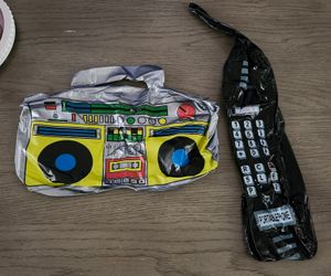 Inflatable Retro Boombox and Toy Phone Set - Yellow & Black