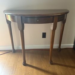Elegant Half Moon Console Table - Solid Wood With Drawer