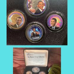 The Obama Change Collection Colorized Coin Set in Box~ First Commemorative Mint