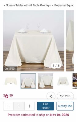 Ivory Tablecloth 90x90 – Case of 25