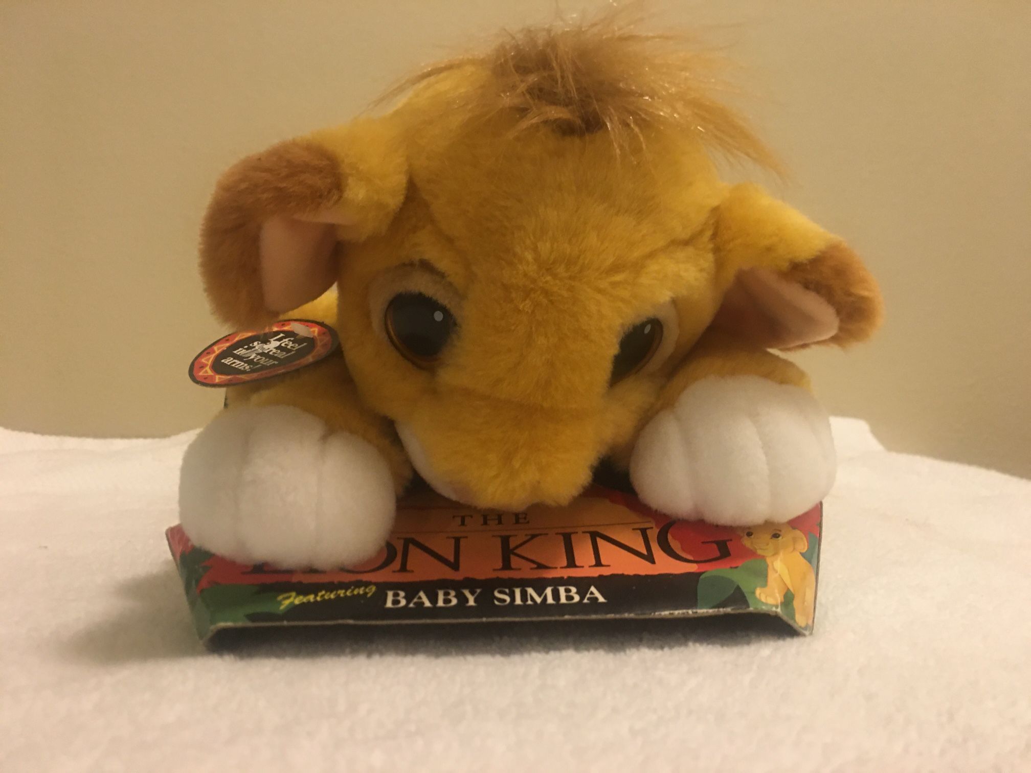 Vintage Authentic 1993 Lion King Baby Simba Plush Floppy Disney Stuffed Animal in it’s original packaging. 