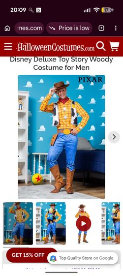 Disney Deluxe Toy Story Woody Costume for Men