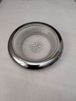 Glass Ashtray with stainless ring