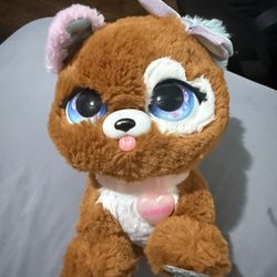 Present Pets Glitter Puppy Interactive Plush Dog  Excellent & Working Cocoa