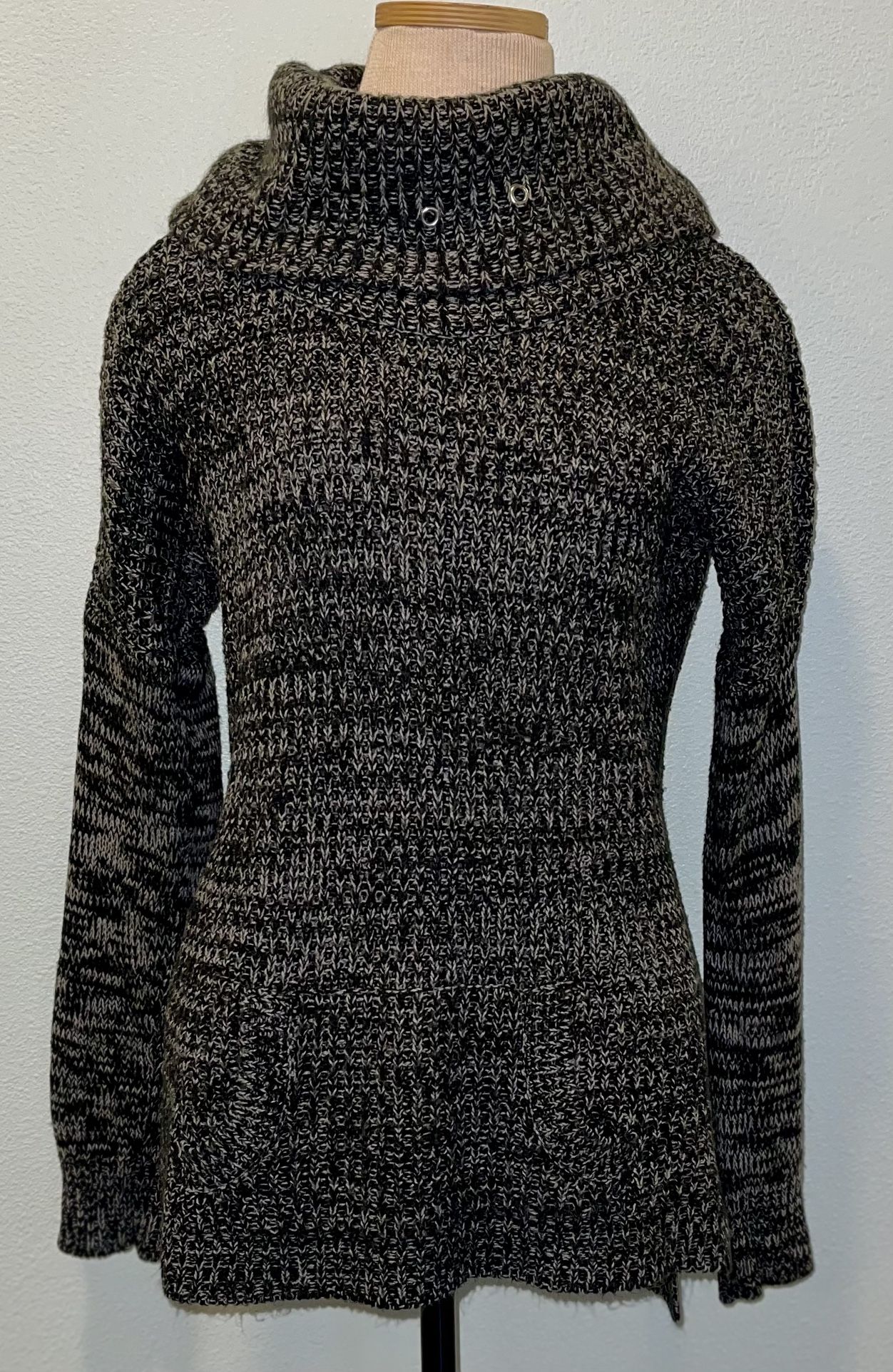 Derek Heart Black and Gray Cowl Neck Sweater