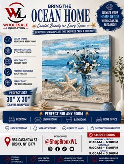 Coastal Seascape Canvas Wall Art 30x30