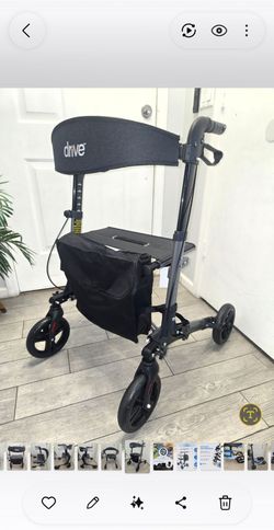 Drive Medical Compact Folding Rollator - Lightweight Foldable Walker for Seniors