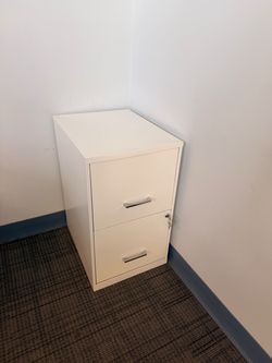 White 2-Drawer Metal Filing Cabinet with Lock