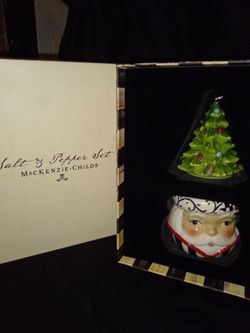 MacKenzie-Childs Tree Top Santa Salt & Pepper Set