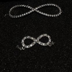 Silver CZ Infinity Bracelet and Necklace Set