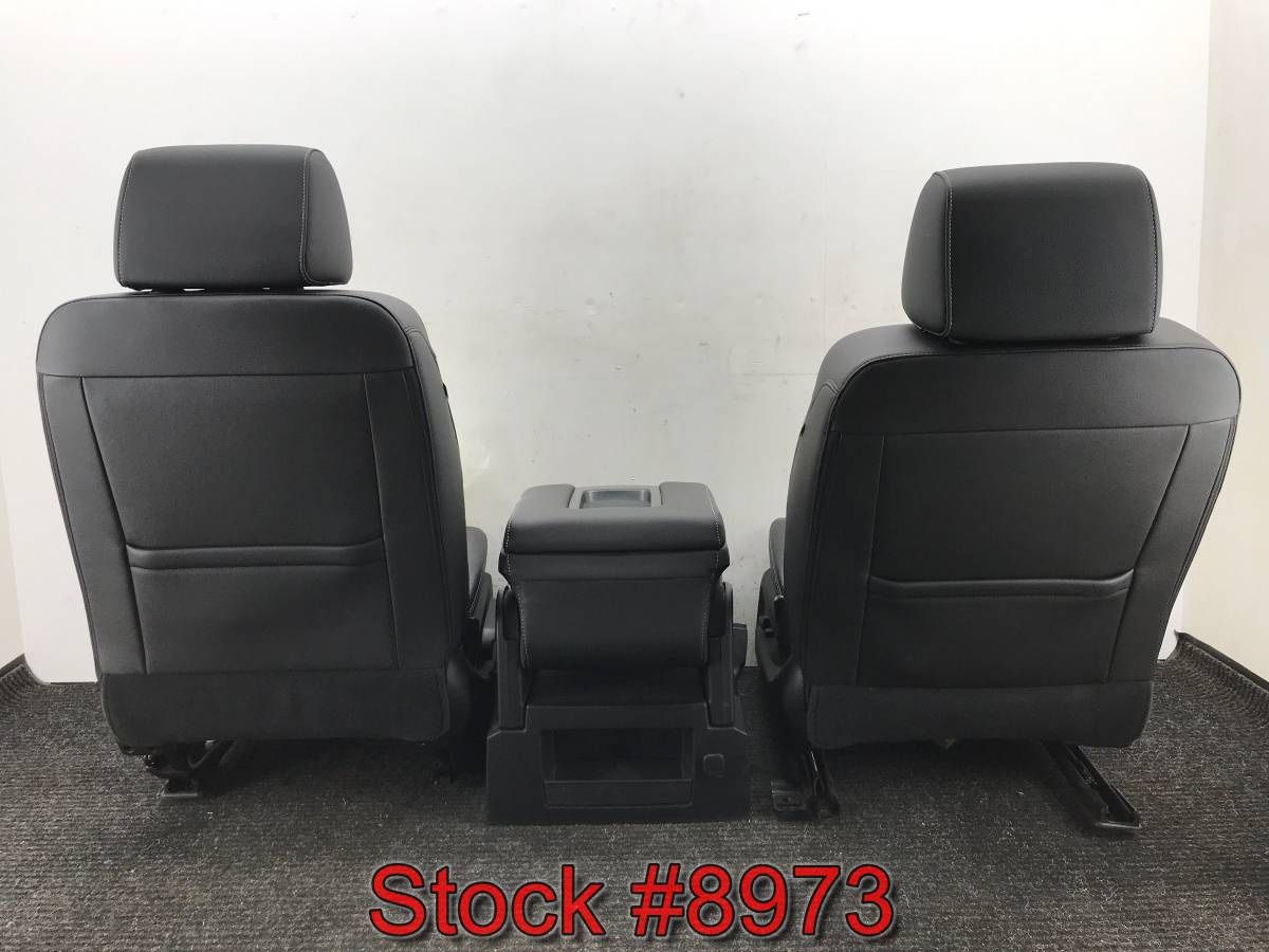 Front 40/20/40 Bucket Bench Console Seats From 2016 Chevy Silverado Black Leather Heated Front