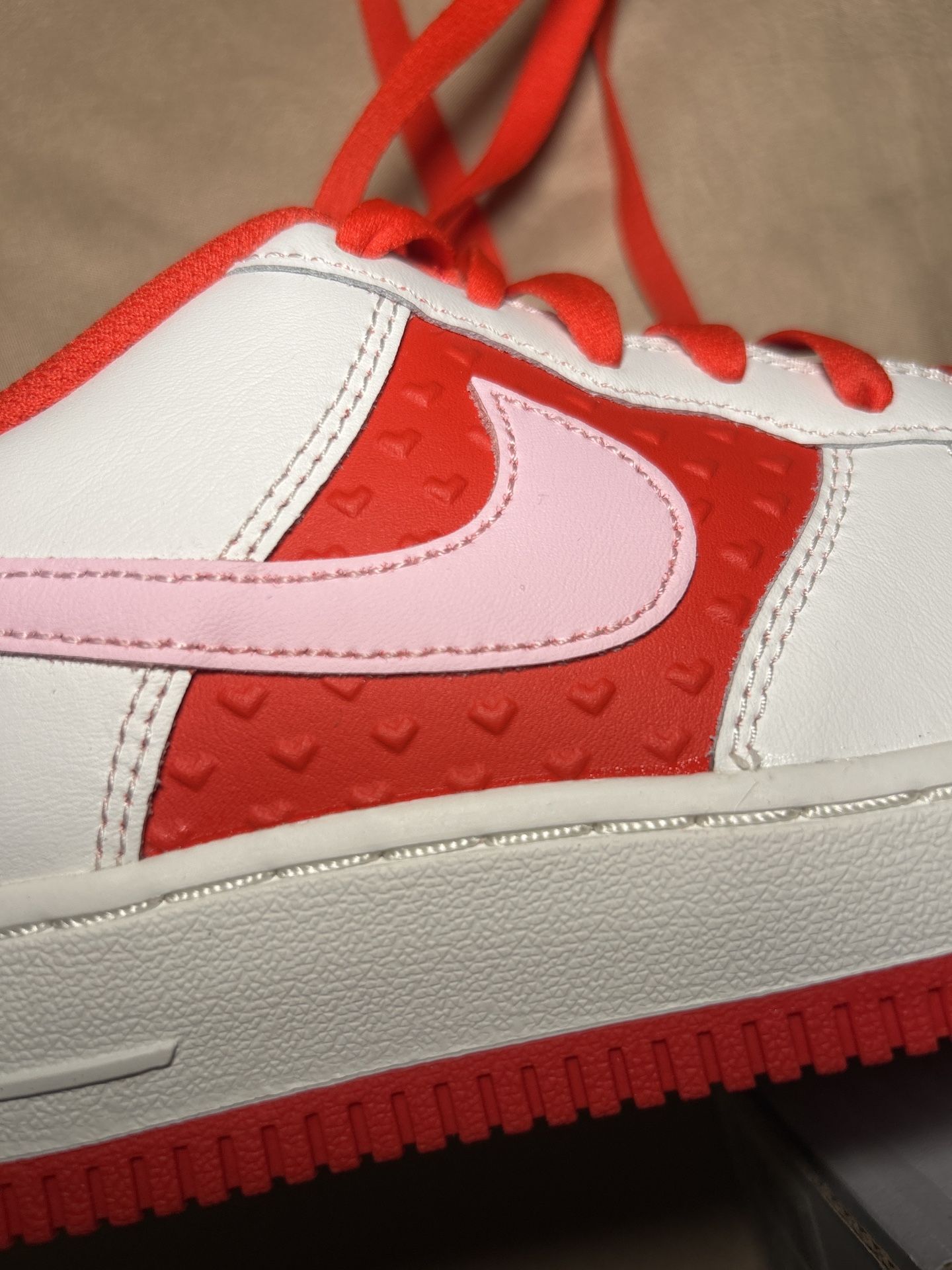 Nike Air Force 1 Low GS Valentines White Pink Red Hearts Youth 5.5 