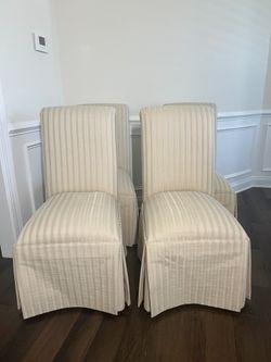 MOVING SALE - Elegant Set of 6 Upholstered Parsons Rolling Dining Chairs (Matching Table Available)