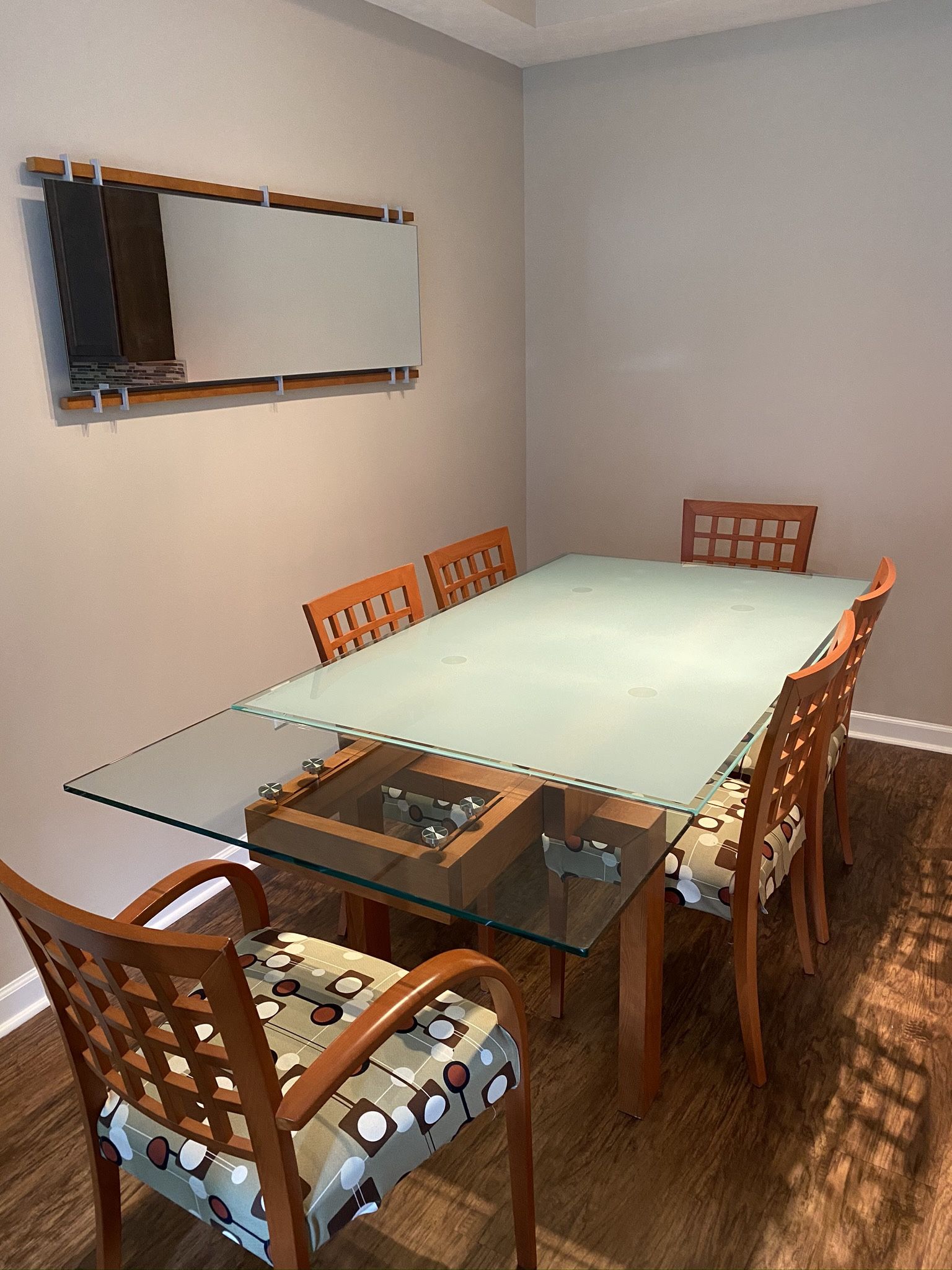 Calligaris Extendable Glass & Cherry Table & Chairs