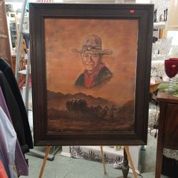 John Wayne Original Framed Oil On Canvas
