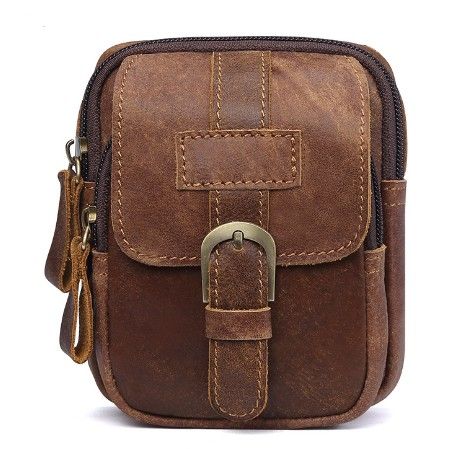 Men's Genuine Leather Multifunctional Waist Bag for Phone, Outdoor and Casual Use