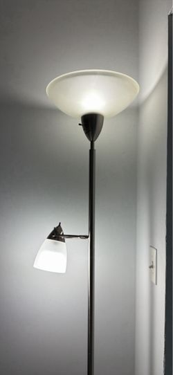 71” Brushed Nickel Torchiere Floor Lamp with Adjustable Reading Light