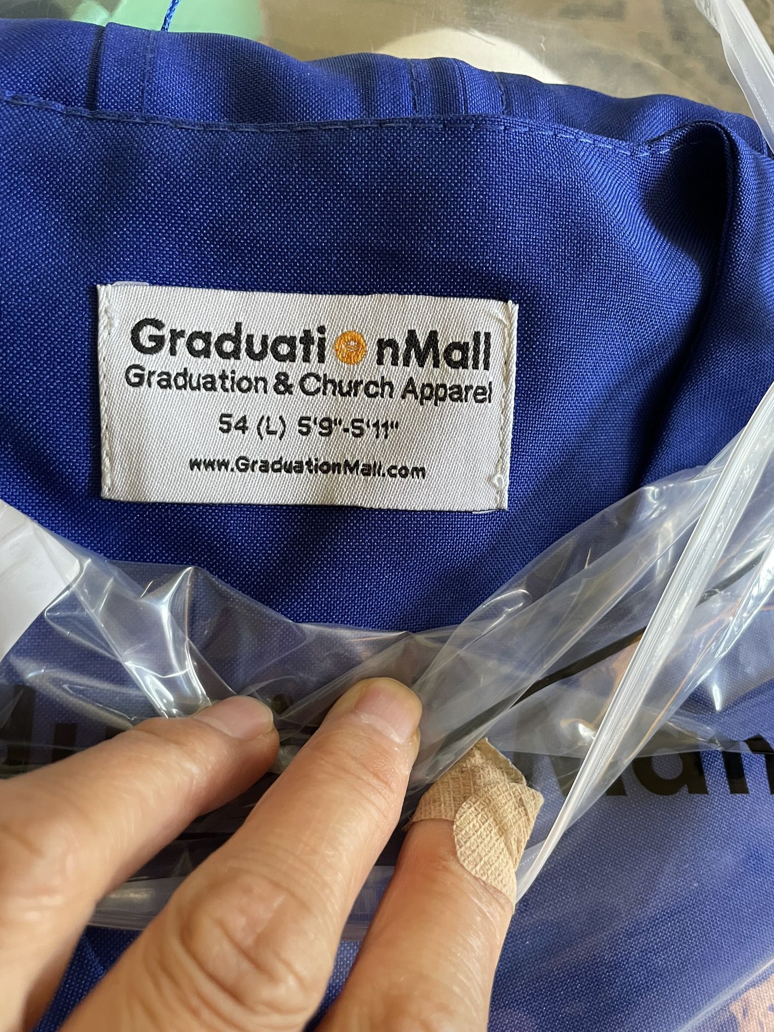New Shiny Blue Cap And Gown 2025 Tassel Size 54 LARGE 5’9”-5’11”
