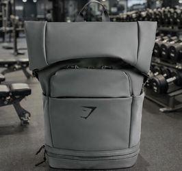 Gymshark Grey Sleek Top Backpack Gym Bag Roll Top NEW