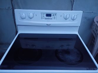 Stove whirlpool white color glass top