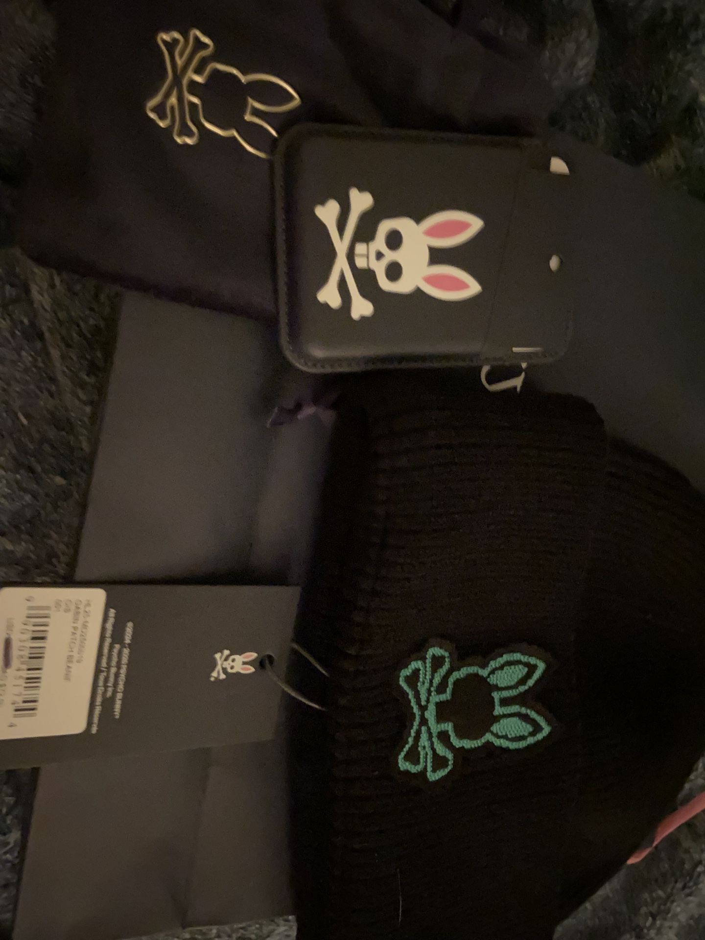 Psycho Bunny Beanie And Stick On Card Holder