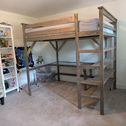 Custom Full-Size Loft Bunk Bed with Desk & Shelving - $400 (Lakewood, WA)