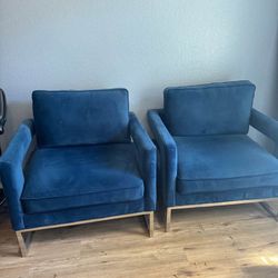 Velvet Blue Accent Chairs 
