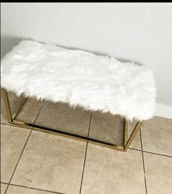 NEW White fur bench | Accent Bench