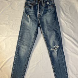 Levis Jeans Womens 24 Wedgie Skinny Distressed Stretch Denim Button Fly Jeans