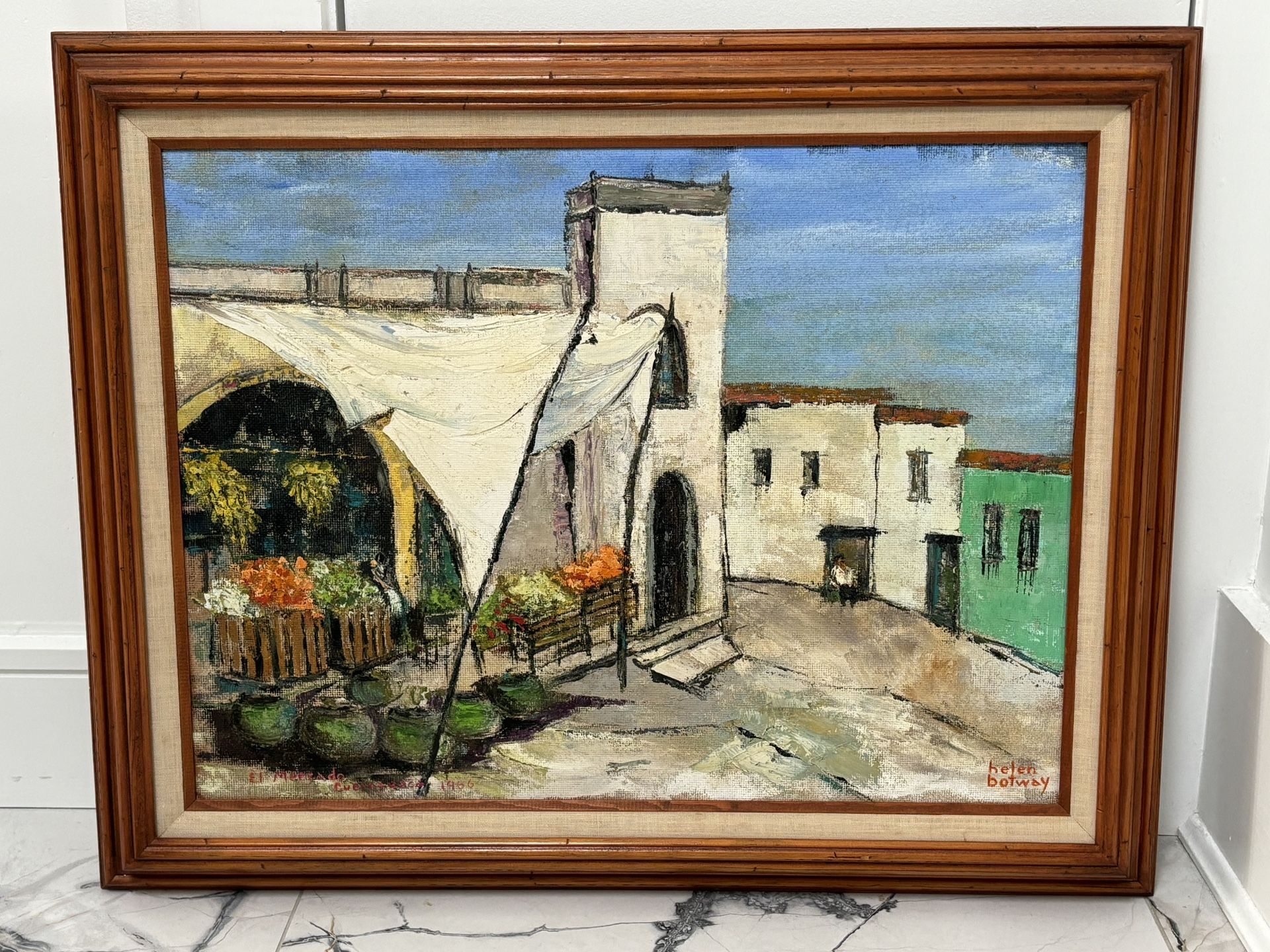 VINTAGE HELEN BOTWAY FRAMED OIL PAINTING