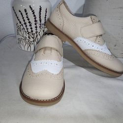 Elephantito Leather Dress Tan White Sz 2 EU 33 Strap Oxford Scholar Spectator