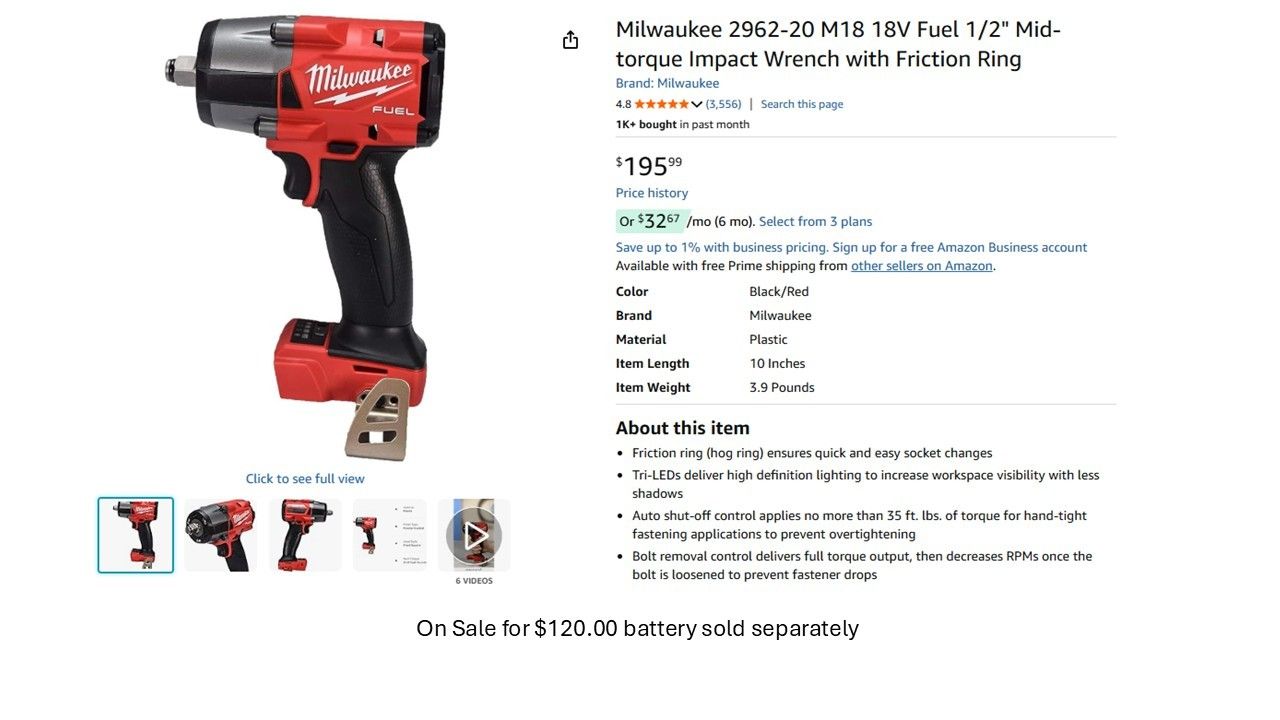 Milwaukee M18 FUEL 1/2" Mid-Torque Impact Wrench w/ Friction Ring – Tool Only