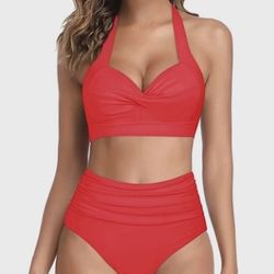 Red Retro Style Bikini SMALL