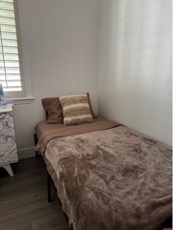 Twin bed with bed frame