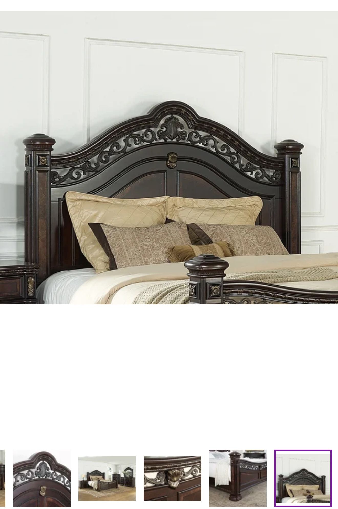 Ancalin Sleigh King Size Bed, Nightstand, Armoire, Dresser And mirror.