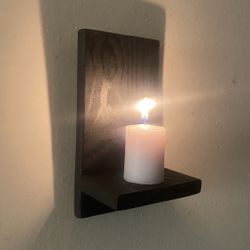 Wooden Wall Sconce | Wall Mount Candle Holder | Rustic Wooden Shelf