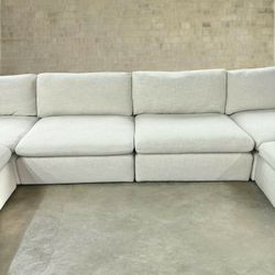 Beige Cloud Couch Modular Sectional Sofa 6 Piece Set
