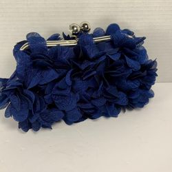 Flower Clutch Bag Evening Party Floral Purse Blue NEW