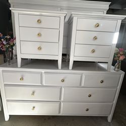 White  Dresser And Ningt Stand Good Condition