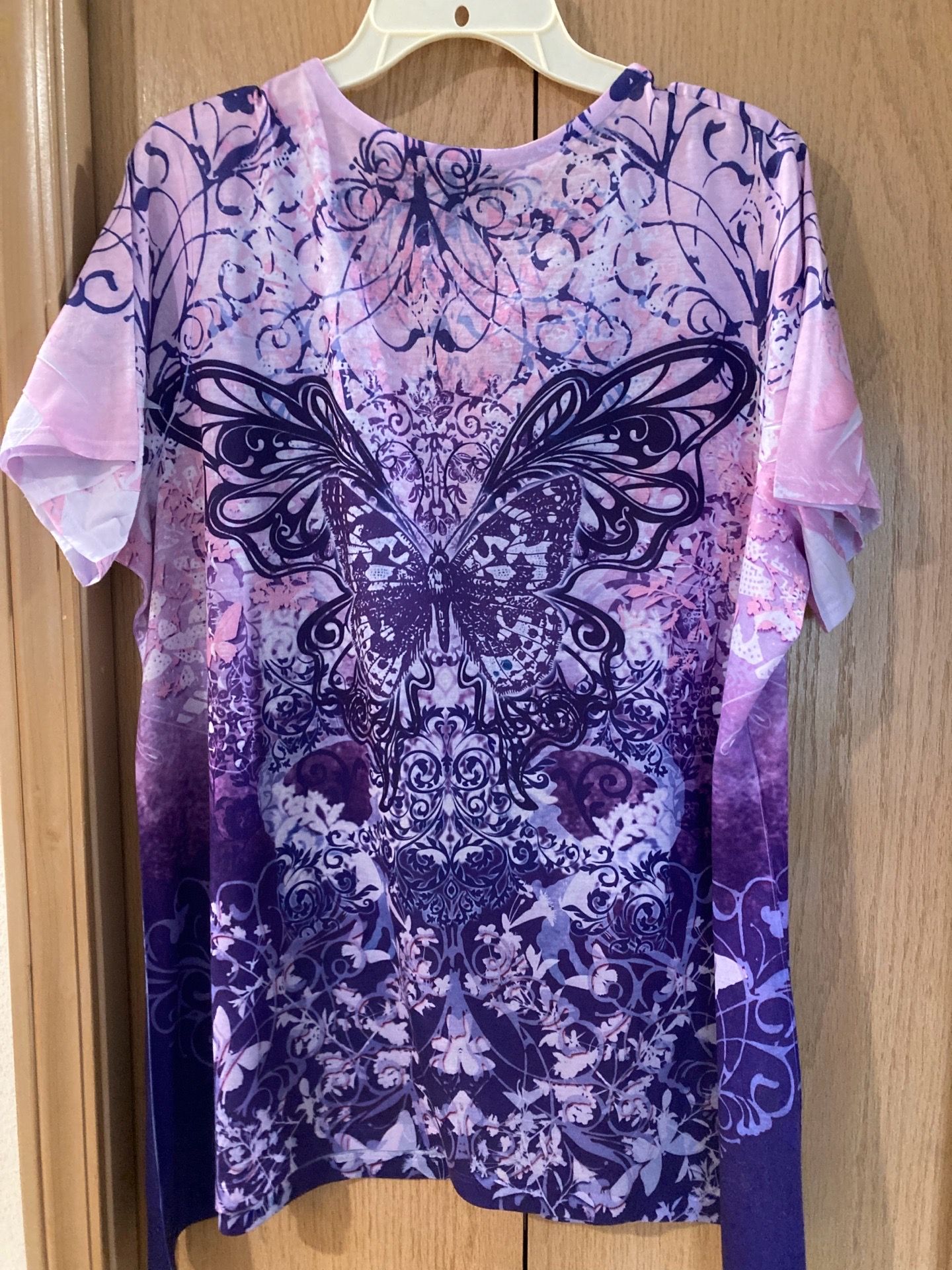 Néw Essentials Womens Purple & Pink Butterflies Tunic size 1X
