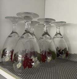 EIGHT FALL THEME WINE GLASSES -  $10.00 / ALL