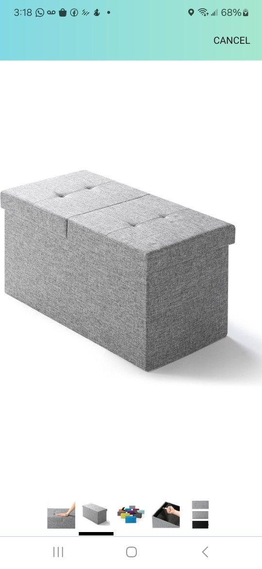 30 Inch Smart Lift Top Button Tufted Fabric Storage Ottoman by Light Grey