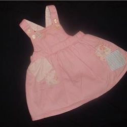 Chaps Baby Girl 6M Pink Patchwork Jumper Crossover Straps Dress 6 Months 