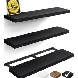 New!✨36x9.45x1.5 set of 3 black wood grain floating shelves