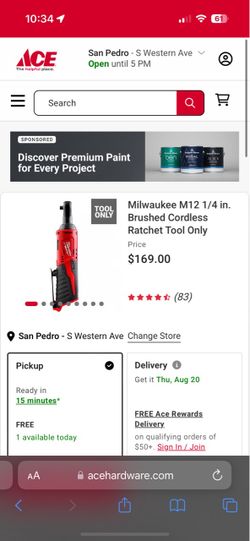 1/4” Milaukee cordless ratchet
