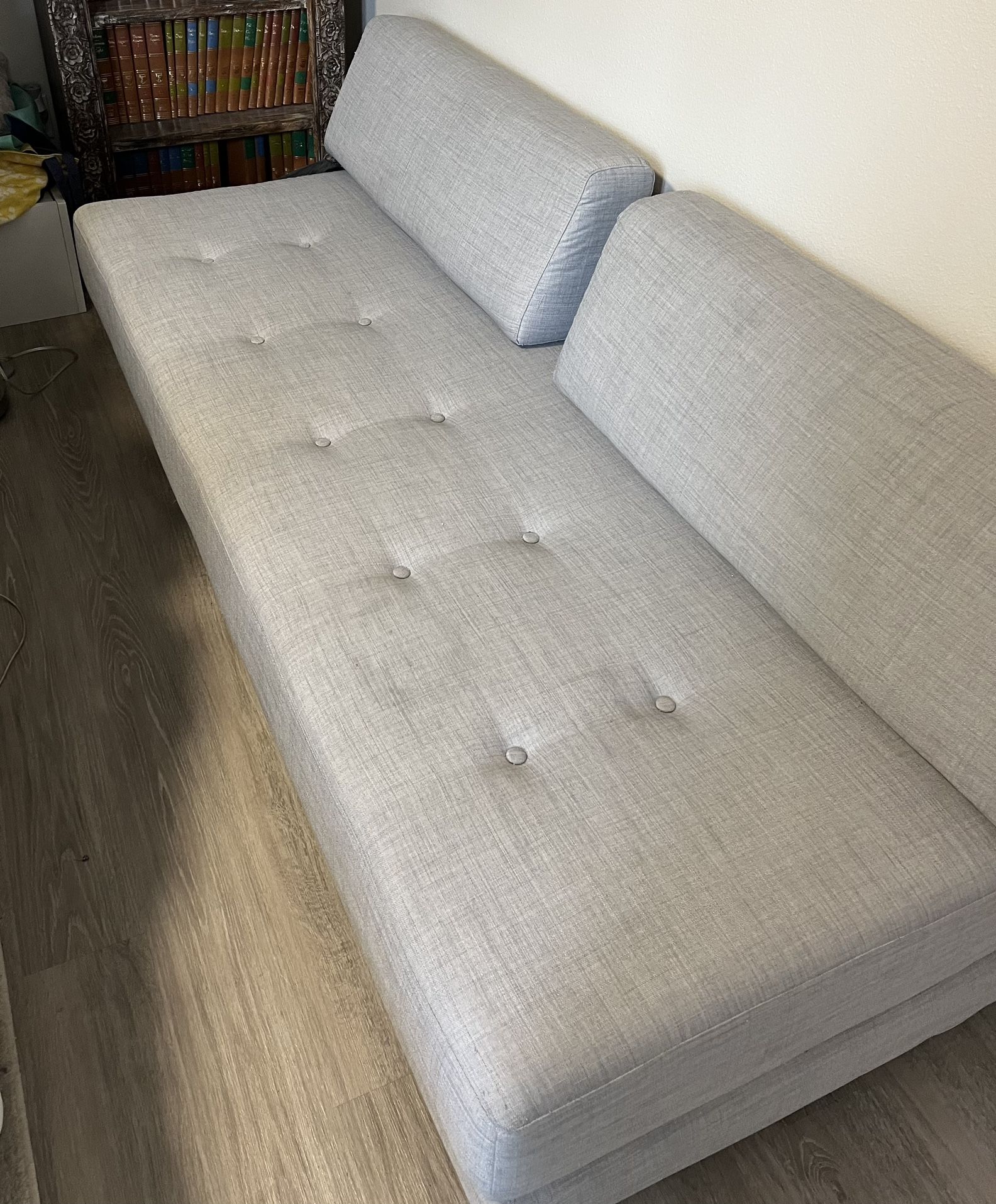 Grey world Market couch converts to twin futon/bed for Sale in