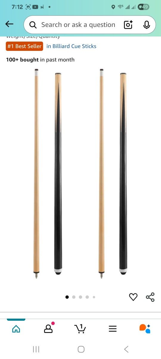 Pool Stick 58" Set of 2 20oz